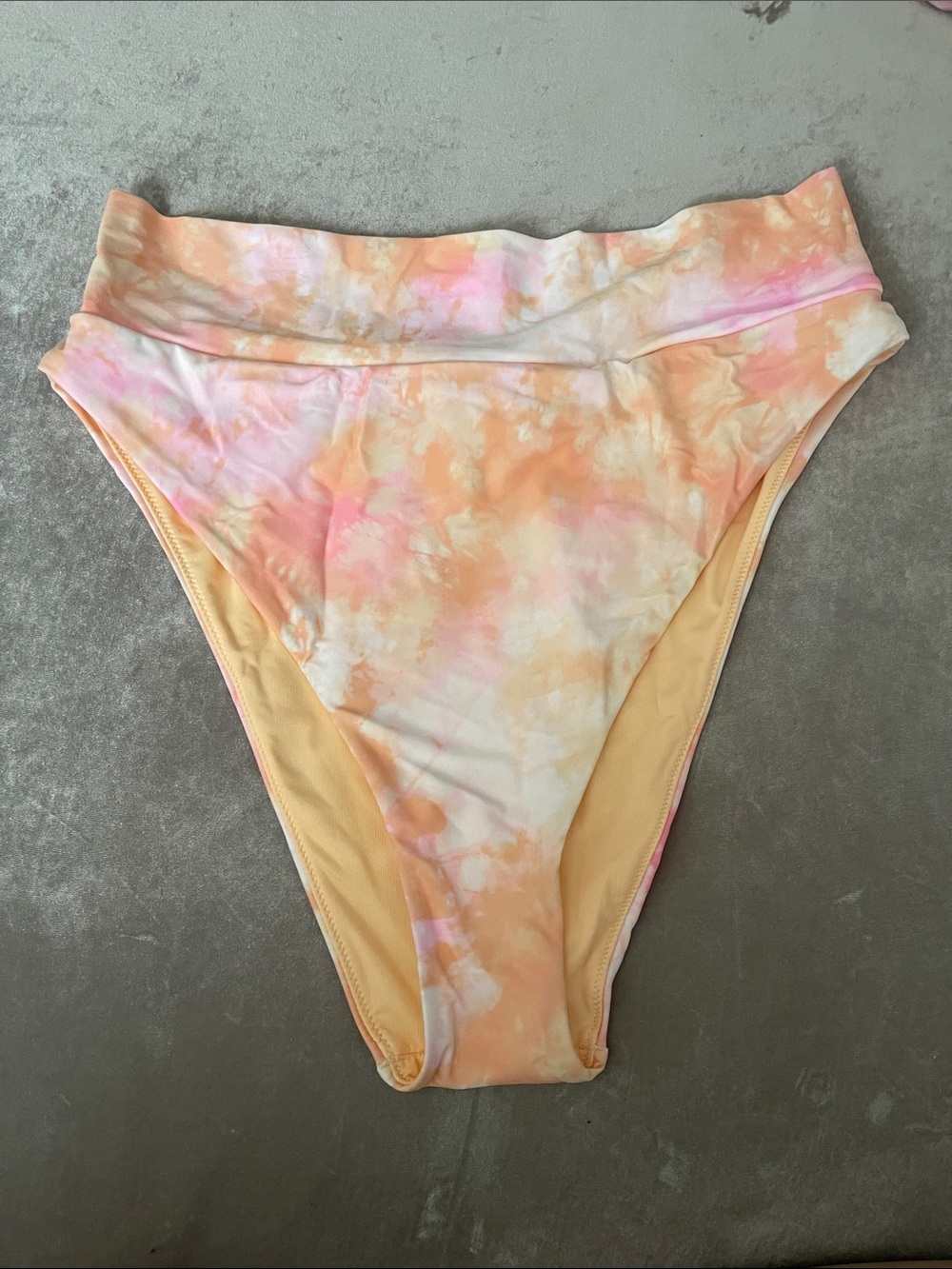 aerie Peach and Light Pink Tie-Dye swim bottoms
